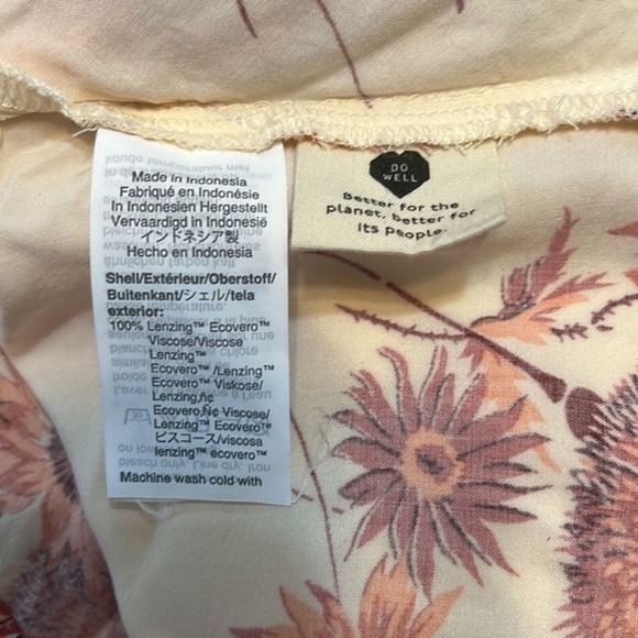 Madewell Shirt Womens Small Cream Orange Sash Tie Wrap Top Dutch Dandelion Print - Picture 7 of 10